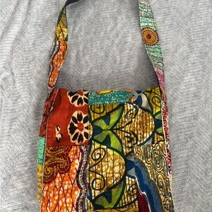 Handmade African Wax Print Patchwork Crossbody Bag - Upcycled Lining